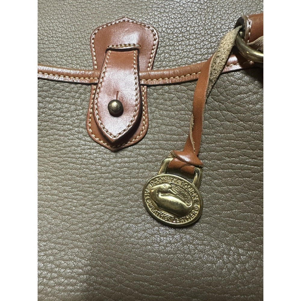 Vintage Dooney and Bourke Authenic Green and Tan Trim Satchel Crossbody - Picture 9 of 12